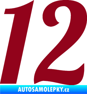 Samolepka Startovní číslo 12 typ 3    bordó vínová