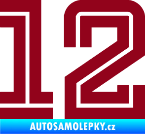 Samolepka Startovní číslo 12 typ 7 bordó vínová