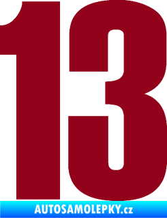 Samolepka Startovní číslo 13 typ 2    bordó vínová