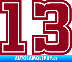 Samolepka Startovní číslo 13 typ 5 bordó vínová