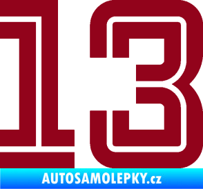 Samolepka Startovní číslo 13 typ 7 bordó vínová