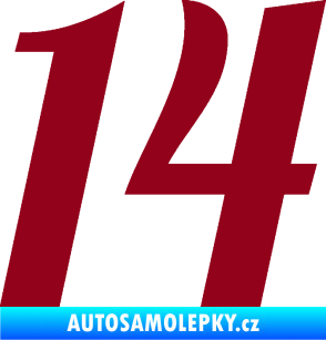 Samolepka Startovní číslo 14 typ 3      bordó vínová