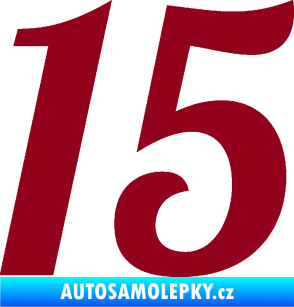 Samolepka Startovní číslo 15 typ 3      bordó vínová