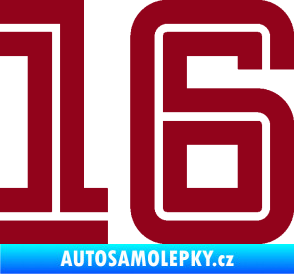 Samolepka Startovní číslo 16 typ 7 bordó vínová