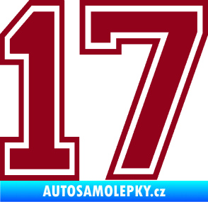 Samolepka Startovní číslo 17 typ 4 bordó vínová