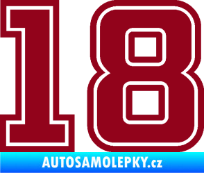 Samolepka Startovní číslo 18 typ 5 bordó vínová