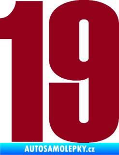 Samolepka Startovní číslo 19 typ 2      bordó vínová
