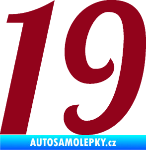 Samolepka Startovní číslo 19 typ 3          bordó vínová