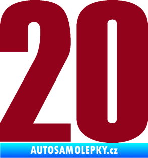 Samolepka Startovní číslo 20 typ 2       bordó vínová