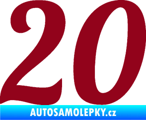 Samolepka Startovní číslo 20 typ 3           bordó vínová