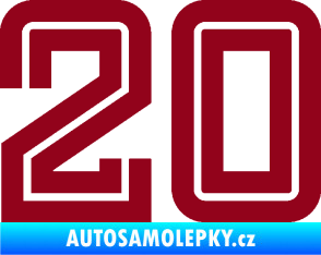 Samolepka Startovní číslo 20 typ 7 bordó vínová