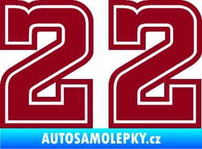 Samolepka Startovní číslo 22 typ 5 bordó vínová