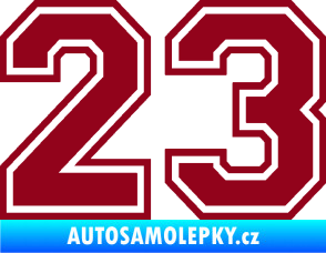 Samolepka Startovní číslo 23 typ 4 bordó vínová