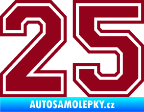 Samolepka Startovní číslo 25 typ 4 bordó vínová