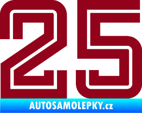 Samolepka Startovní číslo 25 typ 7 bordó vínová