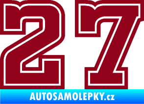 Samolepka Startovní číslo 27 typ 5 bordó vínová