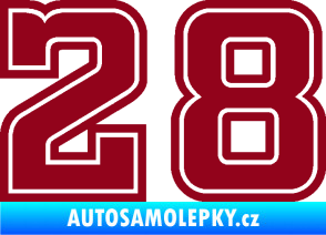 Samolepka Startovní číslo 28 typ 5 bordó vínová