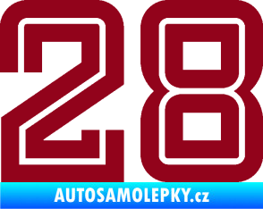 Samolepka Startovní číslo 28 typ 7 bordó vínová