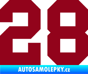 Samolepka Startovní číslo 28 bordó vínová