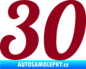 Samolepka Startovní číslo 30 typ 3 bordó vínová