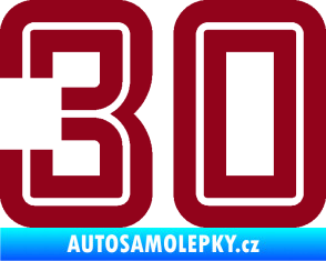 Samolepka Startovní číslo 30 typ 7 bordó vínová