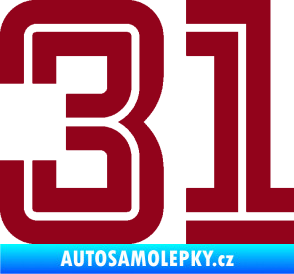 Samolepka Startovní číslo 31 typ 7 bordó vínová