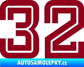 Samolepka Startovní číslo 32 typ 7 bordó vínová