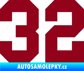 Samolepka Startovní číslo 32 bordó vínová