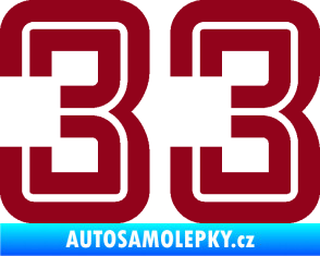 Samolepka Startovní číslo 33 typ 7 bordó vínová