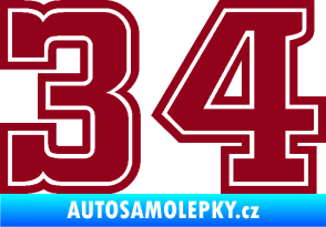 Samolepka Startovní číslo 34 typ 5 bordó vínová