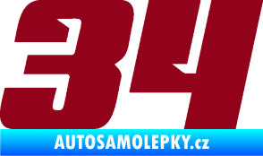 Samolepka Startovní číslo 34 typ 6 bordó vínová