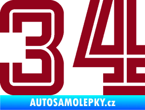 Samolepka Startovní číslo 34 typ 7 bordó vínová