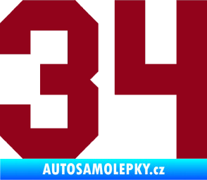 Samolepka Startovní číslo 34 bordó vínová