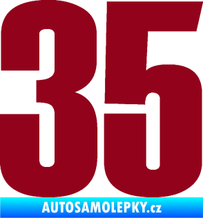Samolepka Startovní číslo 35 typ 2  bordó vínová