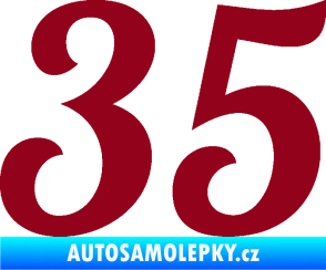 Samolepka Startovní číslo 35 typ 3 bordó vínová