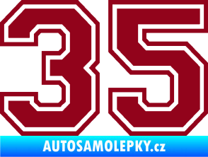 Samolepka Startovní číslo 35 typ 4 bordó vínová
