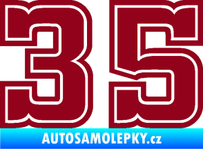 Samolepka Startovní číslo 35 typ 5 bordó vínová