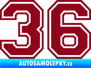 Samolepka Startovní číslo 36 typ 4 bordó vínová