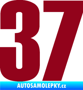 Samolepka Startovní číslo 37 typ 2    bordó vínová