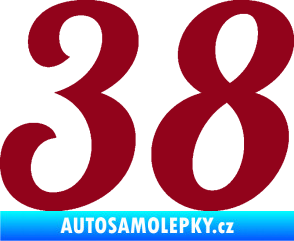 Samolepka Startovní číslo 38 typ 3  bordó vínová