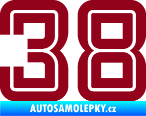 Samolepka Startovní číslo 38 typ 7 bordó vínová