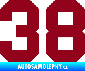 Samolepka Startovní číslo 38 bordó vínová