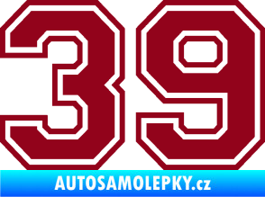 Samolepka Startovní číslo 39 typ 4 bordó vínová