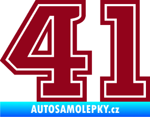 Samolepka Startovní číslo 41 typ 5 bordó vínová