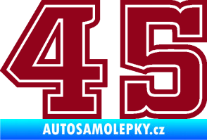 Samolepka Startovní číslo 45 typ 5 bordó vínová