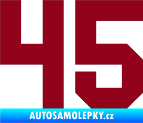 Samolepka Startovní číslo 45 bordó vínová