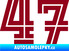 Samolepka Startovní číslo 47 typ 7 bordó vínová