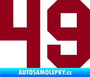 Samolepka Startovní číslo 49 bordó vínová