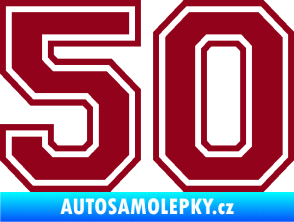 Samolepka Startovní číslo 50 typ 4 bordó vínová