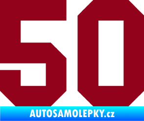 Samolepka Startovní číslo 50 bordó vínová